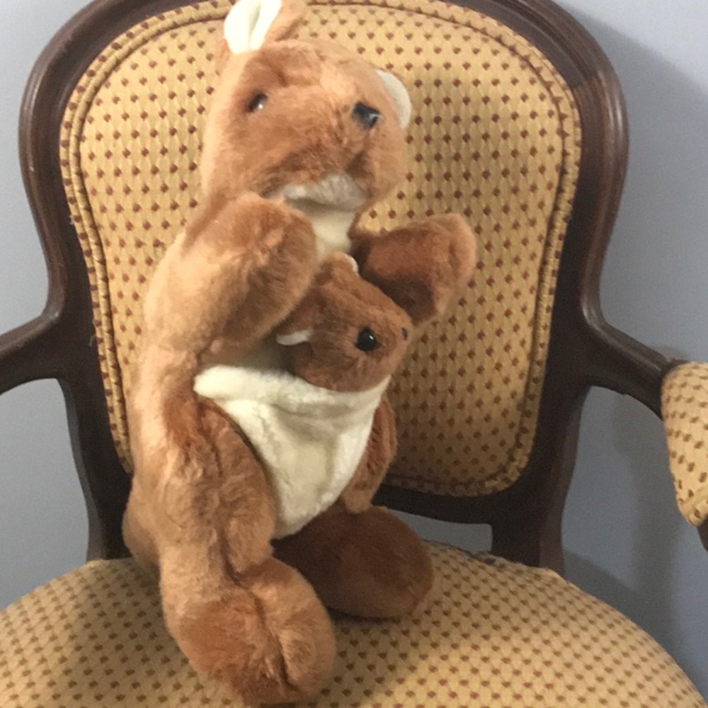 Kangaroo plush stuffed with baby in pouch 11 inches